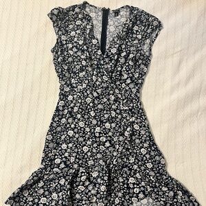 J.Crew navy and white floral mini ruffle sundress, size 0